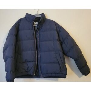 CS Tech Puffer Jacket Mens Large Navy Blue Zip Front Insulated Winter